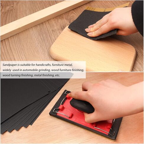 ورق صنفرة، 240 حبيبة صنفرة جافة ورطبة، 9 × 11 انش، كربيد السيليكون بشكل عشوائي، لصنفرة المعادن وتلميع السيارات، مضاد للانسداد، 20 ورقة in Kuwait