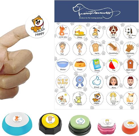 Pet Training Button Sticker, Creative DIY, Dog Emotional Expression Stickers, Let Your pet say What it Wants to do, Dog Stickers with 50 Actions (Buttons not Included) (50) in Kuwait