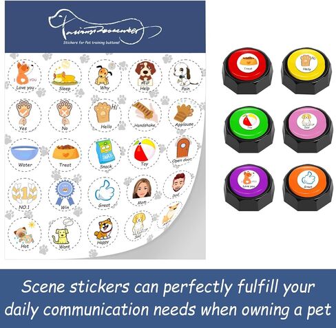 Pet Training Button Sticker, Creative DIY, Dog Emotional Expression Stickers, Let Your pet say What it Wants to do, Dog Stickers with 50 Actions (Buttons not Included) (50) in Kuwait