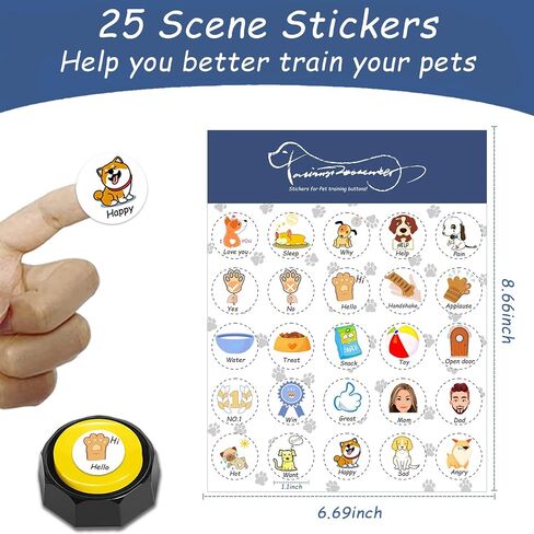 Pet Training Button Sticker, Creative DIY, Dog Emotional Expression Stickers, Let Your pet say What it Wants to do, Dog Stickers with 50 Actions (Buttons not Included) (50) in Kuwait