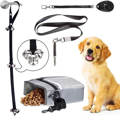 ميريك مجموعة تدريب الحيوانات الاليفة، تتضمن شنطة حلوى ونقر، واجراس باب للتدريب، وصفارة، ودليل باللغة الانجليزية، وتحسين السلوك، وتعليم الاوامر وبناء التواصل، مجموعة واحدة في كل عبوة in Kuwait