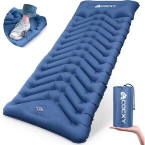 cocxy Sleeping Pad Ultralight Inflatable Sleeping Mat with Pillow & Built-in Foot Pump, Self Inflating Sleeping pad Waterproof - Ultimate for Camping, Traveling, Backpacking, Tents,Airpad