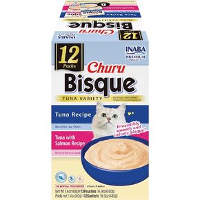 إنابا شورو بيسك للقطط، طبق جانبي بوريه كريمي قابل لللعق مع فيتامين هـ، 1.4 أونصة لكل كيس، إجمالي 12 كيسًا، مجموعة متنوعة من التونة in Saudi Arabia