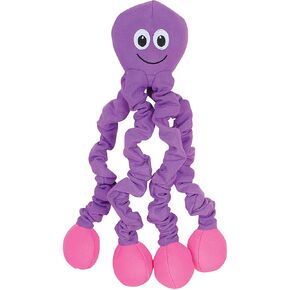 لعبة Snuggle Puppy Tender-Tuffs Tug - لعبة كلب قوية على شكل أخطبوط برتقالي قابلة للتمدد كبيرة جدًا - رائعة للجلب ومتينة لشد الحبل