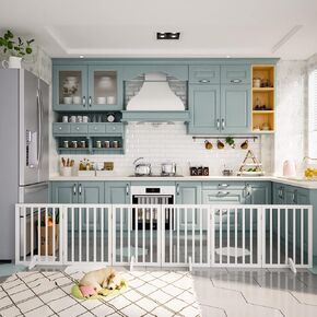 Wooden Dog Gate Freestanding Foldable 4 Panel Pet Gates Extra Wide Dog Gates for Indoor Doorways Stairs 24in Height Support Feet Included in Saudi Arabia