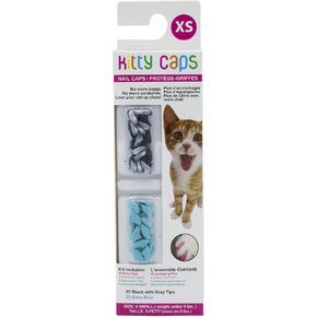 Kitty Caps Nail Caps for Cats Black with Gray Tips & Baby Blue, Small, 40 Count - 3 Pack Safe, Stylish & Humane Alternative to Declawing Stops Snags and Scratches FF9319PCS3 (6-8 lbs)