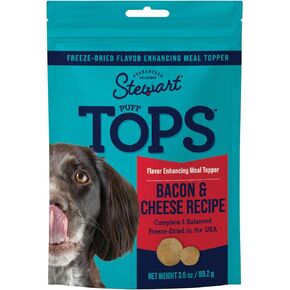 Stewart Freeze Dried Dog Food Topper, PuffTops, Made in USA with Real Bacon, Healthy, Natural, Freeze Dried Dog Treats, Bacon, Chicken, Apple, and Kale Recipe, 6 Ounce Resealable Pouch 
