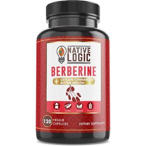Native Logic Berberine HCL 1200mg مع قرفة سيلان، والبطيخ المر، ومستخلص الشاي الأخضر | يدعم صحة القلب والأوعية الدموية والجهاز الهضمي مع دعم الجهاز المناعي – 120 كبسولة in Kuwait
