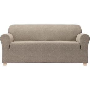 Zenna Home Recycled Cotton 1-Piece Loveseat Slipcover, Brown Heather in Kuwait