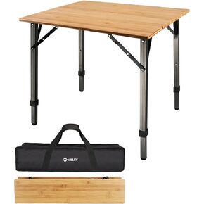 طاولة قابلة للطي من الخيزران من فيلي، طاولة تخييم محمولة مع ارجل من الالومنيوم قابلة للتعديل وشنطة حمل، طاولة شديدة التحمل 175 باوند للسفر والنزهة والطبخ والشاطئ في الاماكن المغلقة والمفتوحة in Kuwait
