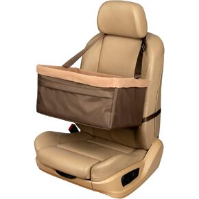 PetSafe Happy Ride Booster Seat - Dog Booster Seat for Cars, Trucks and SUVs - Easy to Adjust Strap - Durable Fleece Liner is Machine Washable and Easy to Clean - Medium, Brown