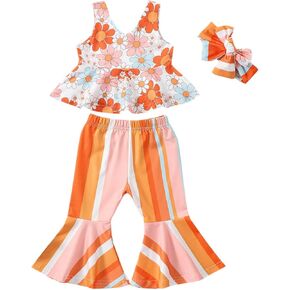 ملابس للفتيات الصغيرات بحزام علوي مزين بالزهور وقيعان جرس مع عصابة رأس لملابس الفتيات الصغيرات في الرابع من يوليو in Kuwait