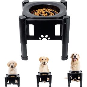 Pawque Slow Feeder Dog Bowls Elevated Dog Food Bowls, Adjustable Raised Slow Eating Dog Bowl with 3 Heights (6.1", 7.7", 9.3") for Medium and Small Sized Dog Cat, Mess Proof & Non-Slip Dish Feeder