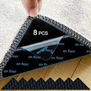 Rug Gripper, 8 Pcs Double Sided Non-Slip Rug Pads, Reusable Washable Grippers for Rugs, Rug Tape Stickers for Hardwood Floors, Carpets, Floor Mats, Wall (Black) in Saudi Arabia