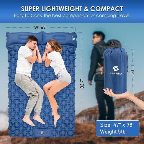 Ultralight Sleeping Pad for Camping, Backpacking, Hiking & Traveling - Compact Air Mattress Ideal for Outdoor Activities | Must Have Camping Accessories |Inflatable Mattress Sleeping pad for Camping in Kuwait