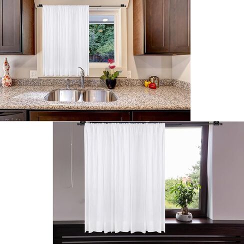 Spring Tension Curtain Rod Black Extendable Tension Curtain Rod Adjustable Tension Rod with Self Adhesive Hook Curtain Rods for Windows 15.7 to 27.5 Inch, Closet, Wardrobe, Bookshelf (4 pieces) in Saudi Arabia
