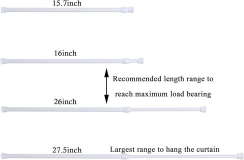 4 Pack Spring Tension Rods Curtain Rod Adjustable Cupboard Bars Extendable Width 15.7 to 28 Inches in Kuwait