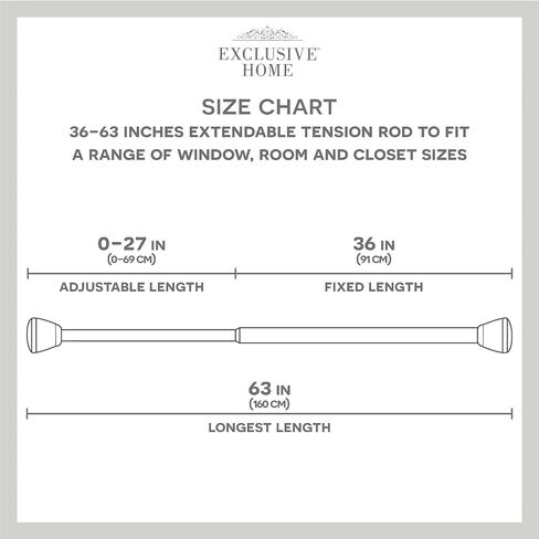 Exclusive Home Tension Rod, Black, Adjustable 24"-40" in Kuwait