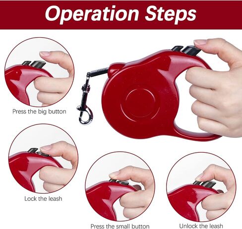 Retractable Dog Leash Set for X-Small/Small/Medium Dogs, Including 1 Portable Silicone Bowl + 1 Waste Bag Dispenser, Pink, 16ft (for Dogs Up to 33lbs) in Saudi Arabia
