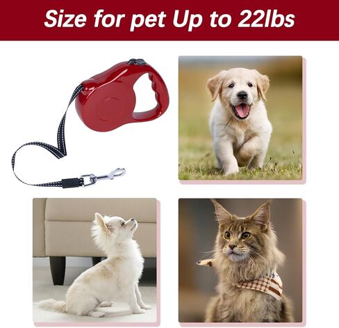 Retractable Dog Leash Set for X-Small/Small/Medium Dogs, Including 1 Portable Silicone Bowl + 1 Waste Bag Dispenser, Pink, 16ft (for Dogs Up to 33lbs) in Saudi Arabia