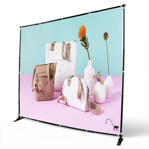 Displayfactory خلفية راية الوقوف 10 × 8 قدم قابل للتعديل عرض موقف تلسكوبي خطوة وتكرار موقف خلفية للمعرض التجاري، كشك الصور، خلفية العارضين الجدار مع حقيبة حمل in Kuwait