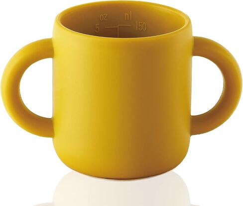 Tiny Silicone Drinking Training Cup for Baby and Toddler - 2 easy- grip handles - Baby Open Cup 5 OZ, 6months+ (Corn yellow) in Saudi Arabia