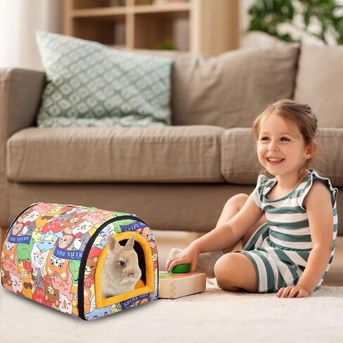 Grddaef Extra Large Guinea Pig Bed, Small Animal Warm Fleece Houses and Hideouts Hamster Sleeping Cave for Rabbit Bunny Hedgehog Chinchilla Ferrets in Kuwait