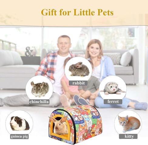 Grddaef Extra Large Guinea Pig Bed, Small Animal Warm Fleece Houses and Hideouts Hamster Sleeping Cave for Rabbit Bunny Hedgehog Chinchilla Ferrets in Kuwait