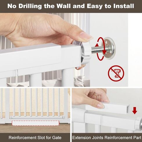 Ulifemate 59" Extra Tall Cat Gate Auto Close for Door Way, 2023 Heavy Duty 30"-45" Extra Wide Pet Gate with 4" and 7.85" Extension Kits, Pressure Mount Kit Dog Gate, White in Kuwait