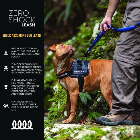 EzyDog Zero Shock Dog Leash - Shock Absorbing Bungee Leash For Dogs That Pull or Excite - Dual Handle and Reflective For Large, Medium, or Small Dogs (72-Inch, Black) in Kuwait