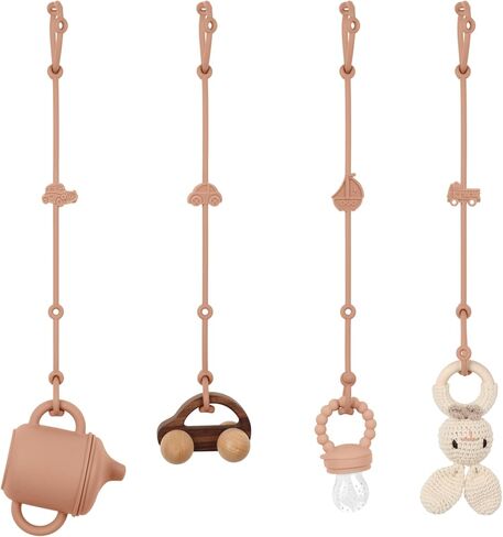 Toy Safety Straps, Silicone Pacifier Clips, 4Pack Adjustable Straps for Strollers, High Chair, Shopping Cart (Set 4) in Kuwait