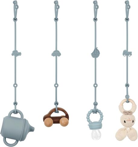 Toy Safety Straps, Silicone Pacifier Clips, 4Pack Adjustable Straps for Strollers, High Chair, Shopping Cart (Set 4) in Kuwait