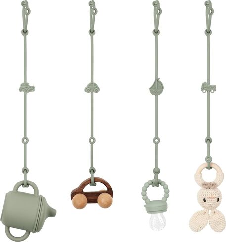 Toy Safety Straps, Silicone Pacifier Clips, 4Pack Adjustable Straps for Strollers, High Chair, Shopping Cart (Set 4) in Kuwait