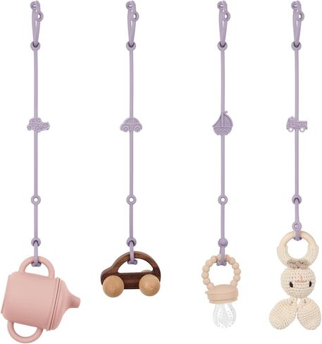 Toy Safety Straps, Silicone Pacifier Clips, 4Pack Adjustable Straps for Strollers, High Chair, Shopping Cart (Set 4) in Kuwait