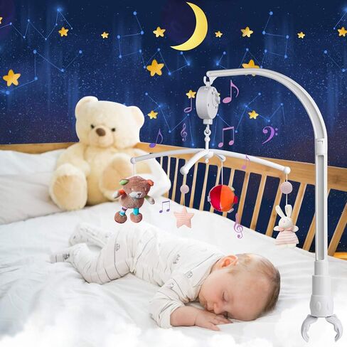 23 inch Baby Crib Mobile Bed Bell Holder Arm Bracket, with Music Box, The Claw Part can be Adjusted Width-DIY Toy Decoration in Saudi Arabia