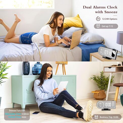 Jhua Projection Alarm Clock, Digital Alarm Clocks for Bedrooms Ceiling, 5" LED Mirror Projection Alarm Clock with USB Charger Port, Temperature & Humidity, 180° Rotable, Dual Alarms, Snooze in Kuwait