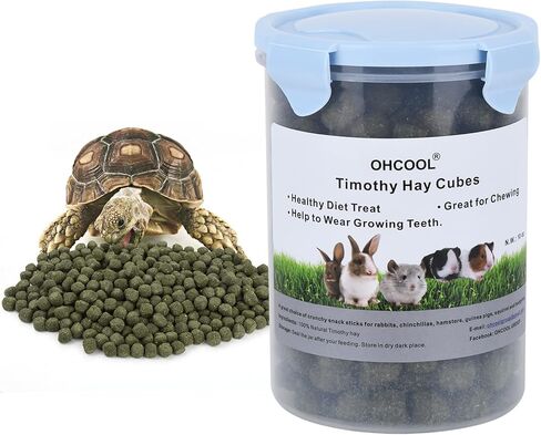 مكعبات OHCOOL تيموثي هاي 10 أونصة بحجم صغير - حبيبات عشب تيموثي للسلاحف والأرانب وخنزير غينيا شينشيلا in Kuwait