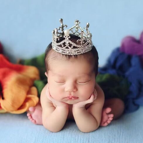 Zeroest Newborn Photography Prop Rhinestone Tiara Crown | Newborn Baby Photoshoot Props, Princess Tiara for Infant Photo Shoots, Birthday Party in Saudi Arabia