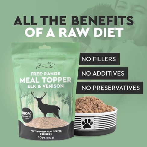 EBPP طعام الكلاب ذو النطاق الحر 10 أونصة - طعام الكلاب الخام المجفف بالتجميد - إضافات طعام الكلاب من الأيائل ولحم الغزال - صنع في الولايات المتحدة الأمريكية in Kuwait