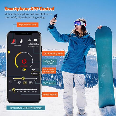 جوارب تسخين كهربائية للرجال والنساء، جوارب Augot 5000mah ساخنة للرجال قابلة لإعادة الشحن وقابلة للغسل، جوارب ساخنة للشتاء والتخييم والصيد وصيد الأسماك وركوب الدراجات النارية والتزلج في الهواء الطلق in Kuwait