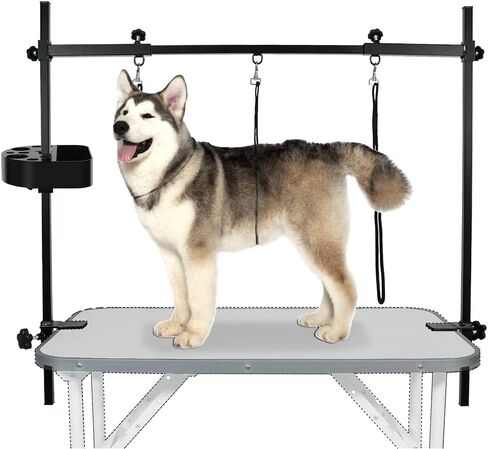 LEIBOU H-shape Pet Grooming Table Arm with Tool Holder Noose and Clamp for Dogs and Cats Heavy Duty Aluminum Alloy Frame with 35.4" Adjustable Height and 36.2" ~ 50" Adjustable Width in Saudi Arabia