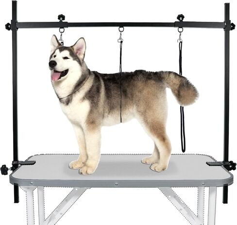 LEIBOU H-shape Pet Grooming Table Arm with Tool Holder Noose and Clamp for Dogs and Cats Heavy Duty Aluminum Alloy Frame with 35.4" Adjustable Height and 36.2" ~ 50" Adjustable Width in Saudi Arabia