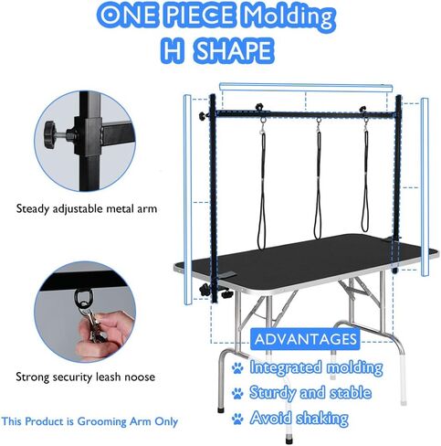 LEIBOU H-shape Pet Grooming Table Arm with Tool Holder Noose and Clamp for Dogs and Cats Heavy Duty Aluminum Alloy Frame with 35.4" Adjustable Height and 36.2" ~ 50" Adjustable Width in Saudi Arabia