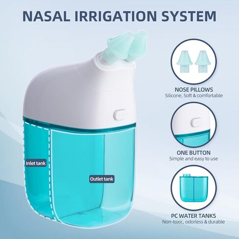 Nasal Irrigation System, Sinus Rinse Machine, Nasal Rinse Machine with Salt Water Tank & Waste Collection Tank - Nose Cleaner for Sinus, Nasal Allergies, Nasal Congestion in Saudi Arabia