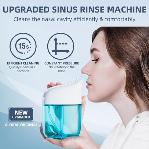 Nasal Irrigation System, Sinus Rinse Machine, Nasal Rinse Machine with Salt Water Tank & Waste Collection Tank - Nose Cleaner for Sinus, Nasal Allergies, Nasal Congestion in Saudi Arabia