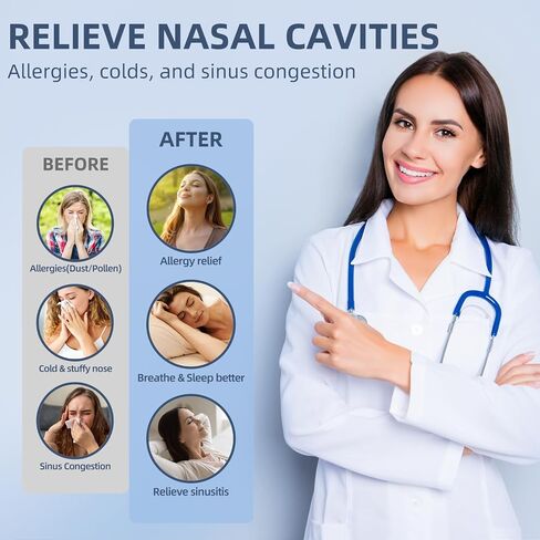 Nasal Irrigation System, Sinus Rinse Machine, Nasal Rinse Machine with Salt Water Tank & Waste Collection Tank - Nose Cleaner for Sinus, Nasal Allergies, Nasal Congestion in Saudi Arabia