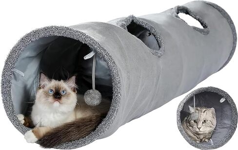 Cat Tunnel, Cat Toys for Indoor Cats, 43×6 Inch Collapsible Large Cat Tunnel, 4-Way Motion Cat Tunnel with Interactive Ball, Indoor and Outdoor Toys for Kittens, Puppies and Small Animals in Kuwait
