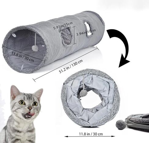 Cat Tunnel, Cat Toys for Indoor Cats, 43×6 Inch Collapsible Large Cat Tunnel, 4-Way Motion Cat Tunnel with Interactive Ball, Indoor and Outdoor Toys for Kittens, Puppies and Small Animals in Kuwait