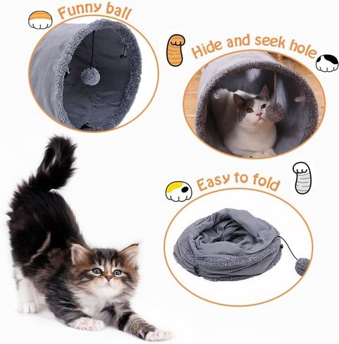 Cat Tunnel, Cat Toys for Indoor Cats, 43×6 Inch Collapsible Large Cat Tunnel, 4-Way Motion Cat Tunnel with Interactive Ball, Indoor and Outdoor Toys for Kittens, Puppies and Small Animals in Kuwait