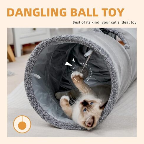 Cat Tunnel, Cat Toys for Indoor Cats, 43×6 Inch Collapsible Large Cat Tunnel, 4-Way Motion Cat Tunnel with Interactive Ball, Indoor and Outdoor Toys for Kittens, Puppies and Small Animals in Kuwait